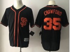 San Francisco Giants #35 Brandon Crawford Black SF Orange Number Cool Base Jersey