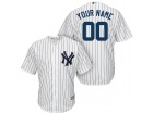 Men's New York Yankees Majestic White Strips Cool Base Cool Base Custom Stitched Name Number Jersey