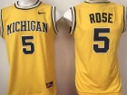 Michigan Wolverines #5 Jalen Rose Yellow College Basketball Jerseys