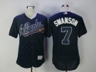 Men's Atlanta Braves #7 Dansby Swanson Navy Blue Flex Base Stitched Baseball Jersey