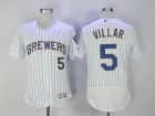 Milwaukee Brewers #5 Jonathan Villar White Strips Flexbase Jerseys