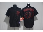 San Francisco Giants #40 Madison Bumgarner Black Grey Strips Cool Base Baseball Jerseys