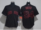 Boston Red Sox #34 David Ortiz Black Grey Strips Cool Base Jersey