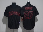 Los Angeles Angels #27 Mike Trout Black Grey Strips Cool Base Jerseys