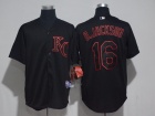 Kansas City Royals #16 Bo Jackson Black Grey Strips Cool Base Jerseys