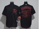 San Francisco Giants #35 Brandon Crawford Black Grey Strips Cool Base Baseball Jerseys