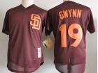 San Diego Padres #19 Tony Gwynn Coffee Mesh Throwback Jersey