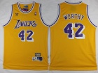 Los Angeles Lakers #42 James Worthy Yellow Hardwood Classic Throwback Jerseys