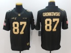 New England Patriots #87 Rob Gronkowski Golden Number Anthracite Salute to Service Limited Football ...