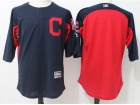 Mens Cleveland Indians Majestic Navy/Red Collection On-Field 3/4-Sleeve Batting Practice Jersey