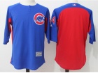 Mens Chicago Cubs #44 Majestic Blue/Red Collection On-Field 3/4-Sleeve Batting Practice Jersey