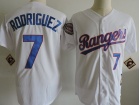 Texas Rangers #7 Ivan Rodriguez White Throwback With Hall Of Fame Patch Jersey