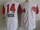 Cincinnati Reds #14 Pete Rose White Pinstrip Throwback Jersey