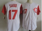 Cincinnati Reds #17 Chris Sabo White Pinstrip Throwback Jersey