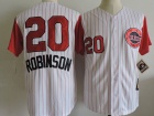 Cincinnati Reds #20 Frank Ronbinson White Pinstrip Throwback Jersey