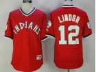 Cleveland Indians #12 Francisco Lindor Red Turn Back Pullover Jerseys