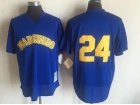 Seattle Mariners #24 Ken Griffey Jr Blue Throwback Jersey