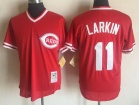 Cincinnati Reds #11 Barry Larkin Red Mesh Throwback Jersey