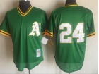 Oakland Athletics #24 Rickey Henderson Green AS Mesh Throwback Jersey