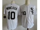 Chicago White Sox #10 Yoan Moncada White Strips Cool Base Jerseys