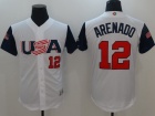 Men's USA Baseball #12 Nolan Arenado White 2017 World Baseball Classic Authentic Jersey