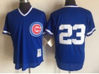 Chicago Cubs #23 Ryne Sandberg Blue Black Mesh Throwback Jersey