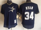 Houston Astros #34 Nolan Ryan Blue Mesh Throwback Jersey