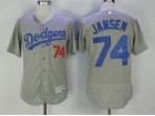 Los Angeles Dodgers #74 Kenley Jansen Grey FlexBase Jerseys