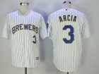 Milwaukee Brewers #3 Orlando Arcia White Strips Cool Base Jerseys