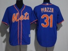 New York Mets #31 Mike Piazza Blue Orange Number Cool Base Jerseys