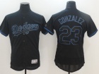 Los Angeles Dodgers #23 Adrian Gonzalez Black Lights Out Flexbase Jersey