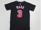 Chicago Bulls #3 Dwyane Wade Black With Sleeves Stitched Basketball Jersey