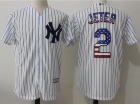 New York Yankees #2 Derek Jeter White USA Flag Fashion Jersey