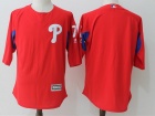 Philadelphia Phillies #7 Maikel Franco Red Collection On-Field 3/4-Sleeve Batting Practice Jersey