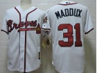 Atlanta Braves #31 Greg Maddux White 1995 Throwback Jersey