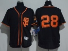 San Francisco Giants #28 Buster Posey Black SF Orange Number Flexbase Jersey