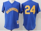 Seattle Mariners #24 Ken Griffey Jr Royal Blue Pullover Vintage Jersey