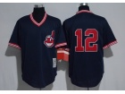 Cleveland Indians #12 Francisco Lindor Blue Pullover Throwback Jersey