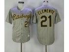 Pittsburgh Pirates #21 Roberto Clemente Grey Strips Turn Back Jersey