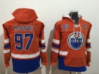 Edmonton Oilers #97 Connor McDavid Orange Blue Pullover Hockey Hoodies