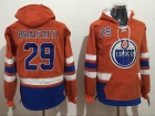 Edmonton Oilers #29 Leon Draisaitl Orange Blue Pullover Hockey Hoodies