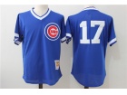 Chicago Cubs #17 Kris Bryant Blue Mesh Throwback Jersey