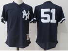 New York Yankees #51 Bernie Williams Blue Mesh Throwback Jersey