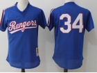 Texas Rangers #34 Nolan Ryan Blue Red BP Throwback Jersey