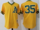 Oakland Athletics #35 Rickey Henderson Yellow Throwback Jersey