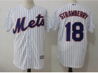 New York Mets #18 Darryl Strawberry White With Pinstrip Soft Cool Base Jerseys