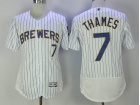 Milwaukee Brewers #7 Eric Thames White Strips Flexbase Jerseys