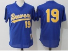 Milwaukee Brewers #19 Robin Yount Blue BP Throwback Jersey