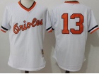 Baltimore Orioles #13 Manny Machado White BP Throwback Jersey