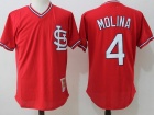 St. Louis Cardinals#4 Yadier Molina Red BP Throwback Jersey